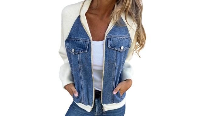 Modern Denim Detail Hoodie Jacket - 3 Colours & 5 Sizes