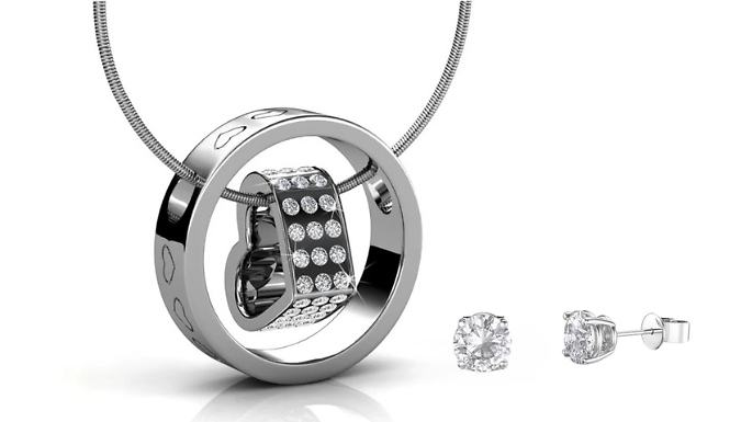 Luxury Eternal Heart Jewellery Set – Necklace & Earrings with Swarovski Crystals