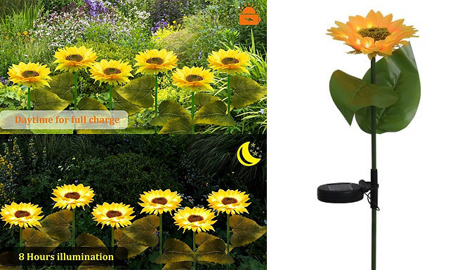 Pair of Sunflower Solar Garden Lights