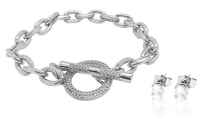 Eira Wen Silver Jora Bracelet & Earring Silver Set