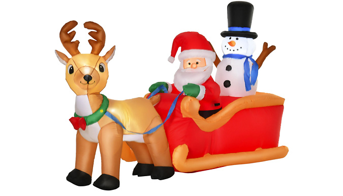 HOMCOM 1.3M Inflatable Christmas LED Santa Claus on Sleigh
