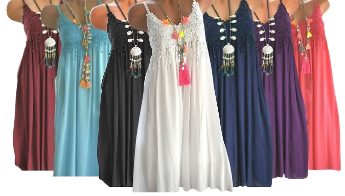 Boho-Style Lace Sling Dress - 7 Colours, 5 Sizes