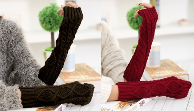 1 or 2-Pack Knitted Arm Warmers - 4 Colours