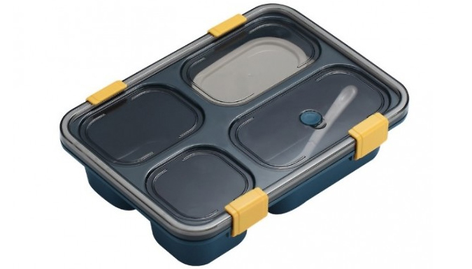 Portable Microwaveable Compartment Lunch Box With Cutlery - 3 Colours & 2 Designs
