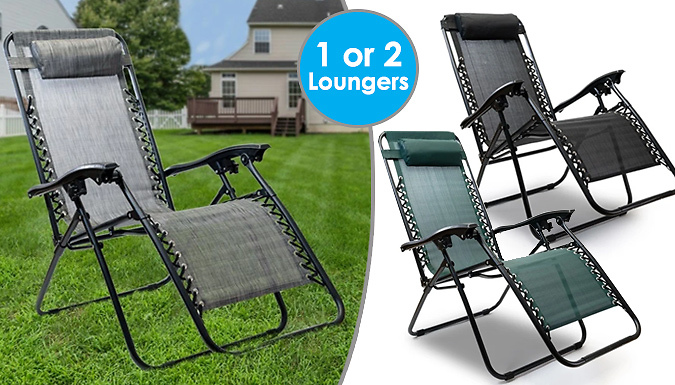 Megastore 247 1 or 2 Zero Gravity Reclining Sun Loungers - Green
