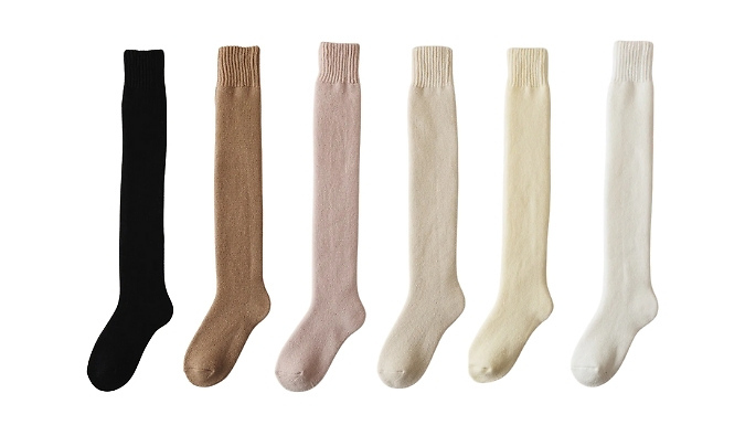 2-Pairs Extra Thick Knee High Socks - 6 Colours