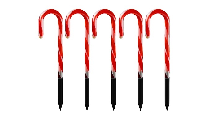 5-Pack LED Solar Candy Cane Garden Lights