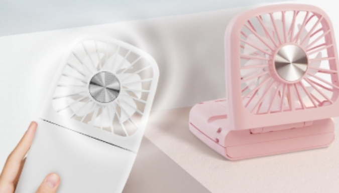 3-in-1 Handheld Fan with Mirror & Light!