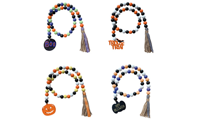 1 or 2 Halloween Wooden Bead Garlands - 4 Designs