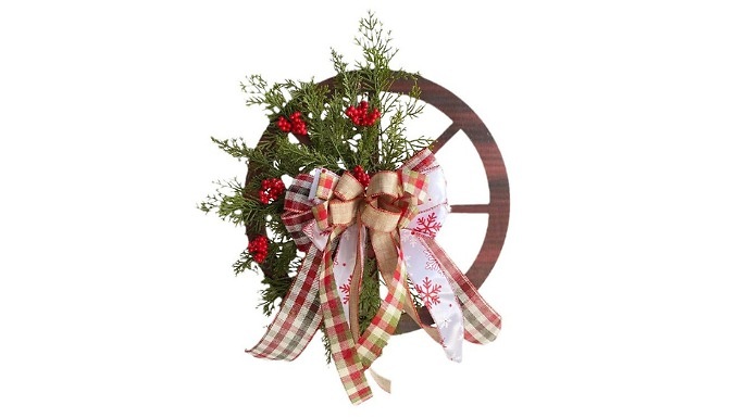 Wooden Christmas Wheel Door Decoration - 2 Sizes