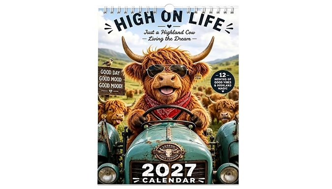 2027 Highland Cow Wall Calendar