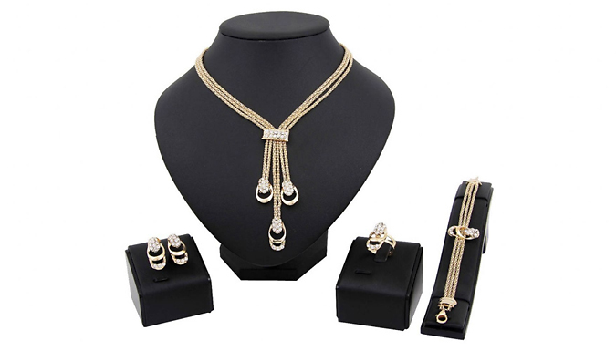 4 Piece Crystal Droplet Jewellery Set - 2 Colours