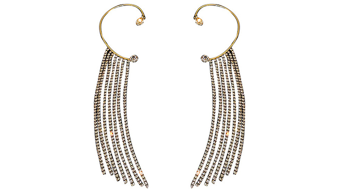 Long Tasselled Jewelled Ear Cuffs - 2 Colours