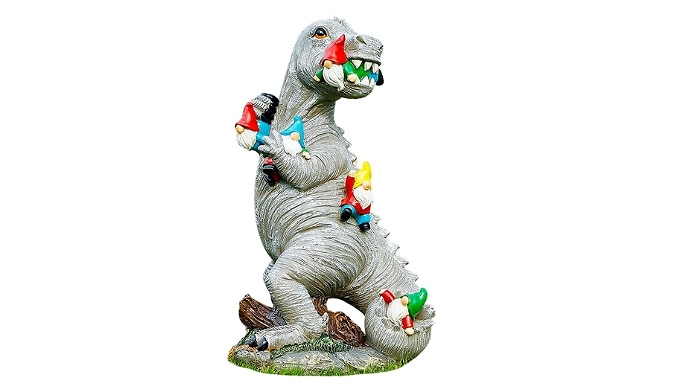 Dinosaur Eating Gnomes Garden Figure - 2 Styles & 2 Sizes!