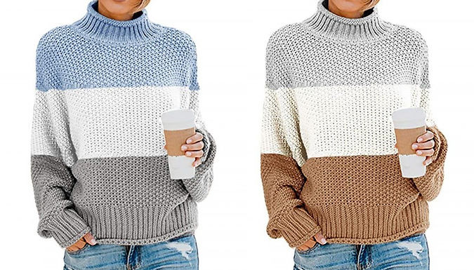 Winter Warm High Collar Knitted Sweaters – 6 Colours & 6 Sizes Deal Price £24.99