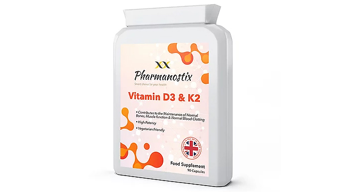 Vitamin D3 & K2 - 1, 2 or 3 Bottles (3, 6 or 9-Month Supply)
