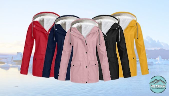 Waterproof Fleece-lined Hooded Rain Coat - 5 Colours & 6 Sizes