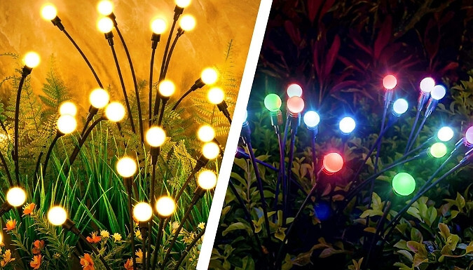 1, 2 or 4-Pack Solar Power Firefly Lights - 6 or 8 LEDs, 2 Styles