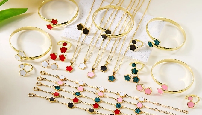 5-Piece Clover Jewellery Accessory Set - 7 Colours