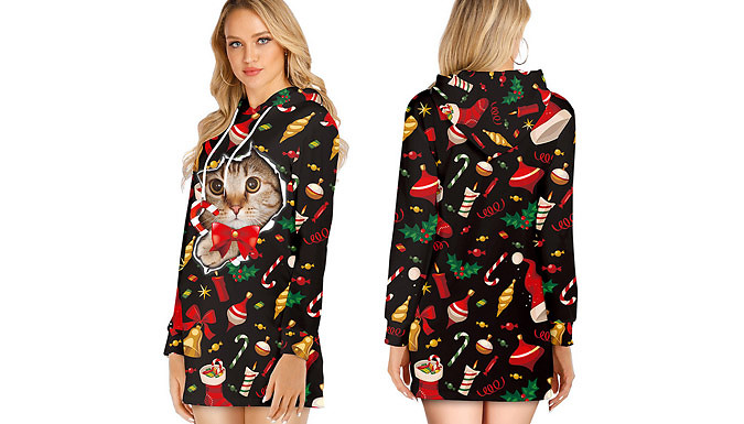 Women’s Christmas Print Sweater Dress - 5 Sizes