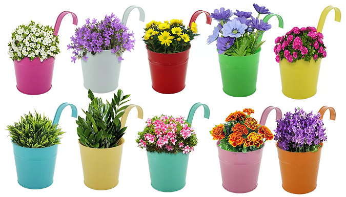 10 or 20 Pack of Colourful Hanging Flower Pots