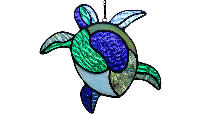 Stained-Glass Inspired Hanging Turtle Sun Catcher