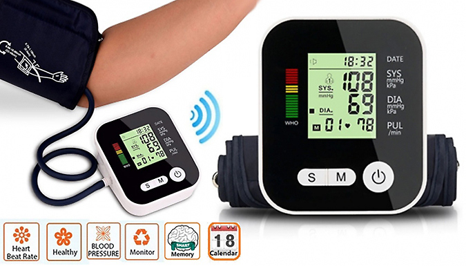 Supertrendinuk 4-in-1 Blood Pressure Monitor with LCD Display + Voice Function