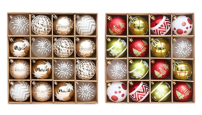 16-Piece Christmas Bauble Set - 2 Colours
