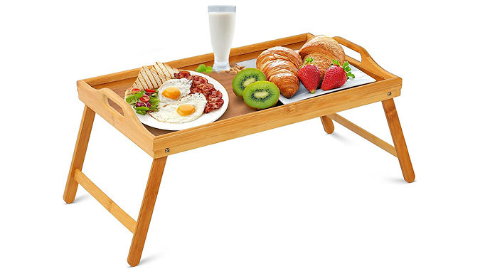 Bamboo Food Serving Tray with Handles