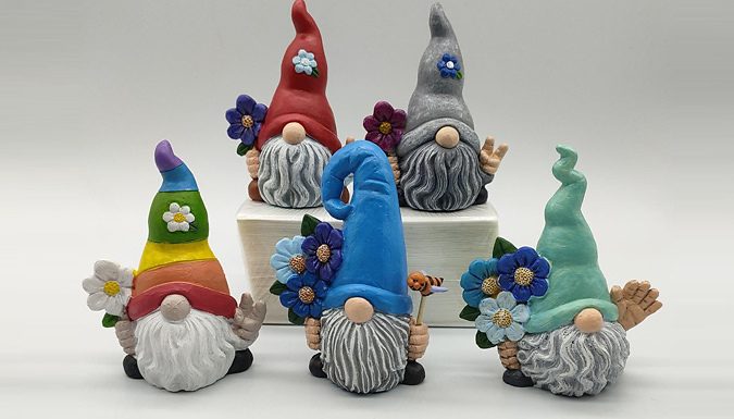 1 or 5 Funny Hippie-Style Bearded Garden Gnomes - 5 Colours