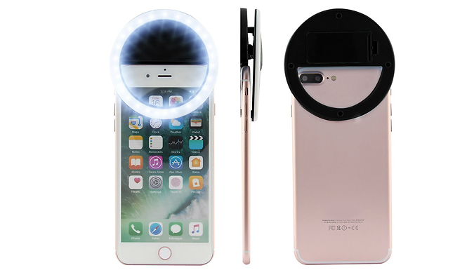 1 or 2 Clip-On Phone Selfie Light - 4 Colours