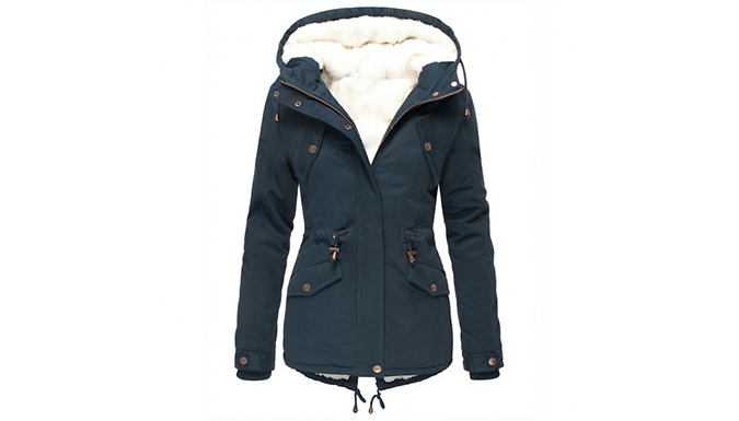 Women's Fleece Lined Hooded Winter Parka - 5 Colours & 6 Sizes