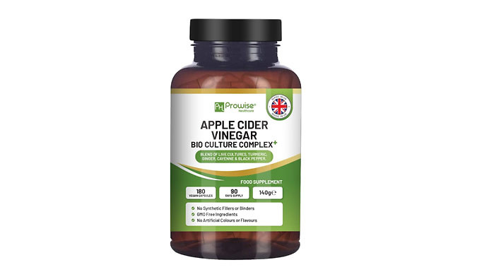 3-Month Supply of Prowise Apple Cider Vinegar Bio Culture Complex - 180 Vegan Capsules