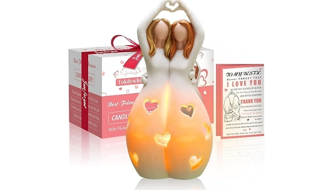 Flickering Figurine Candle Holder With LED Candle - 2 Designs