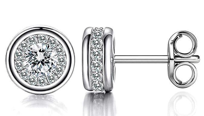 925 Sterling Silver Crystal Stud Earrings