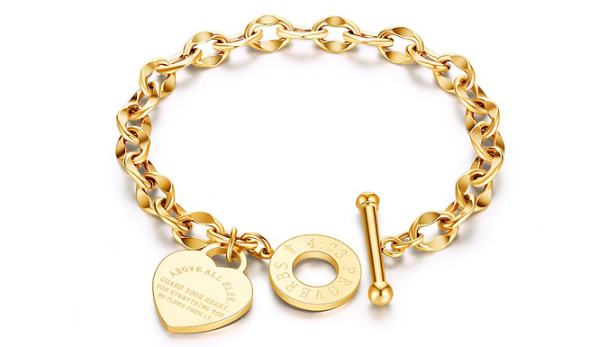 Ladies Heart Chain Bracelet - 3 Colours