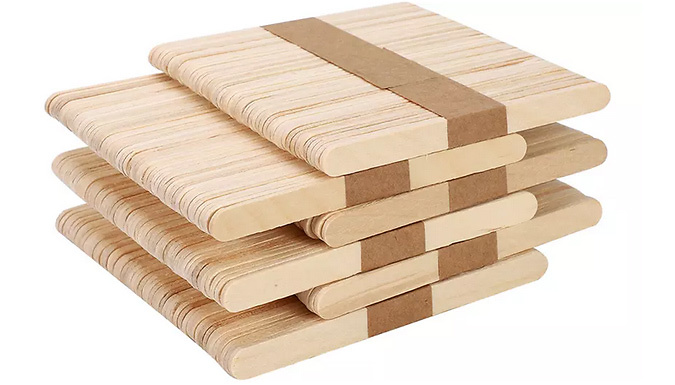 100 or 200 Natural Wood Art and Craft Sticks - 2 Colours