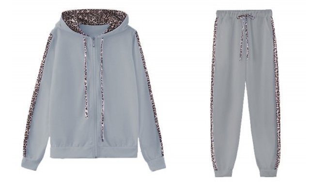 2-Piece Leopard Print Tracksuit Set - 4 Colours & 6 Sizes at Go Groopie