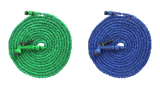 50, 75 or 100ft Expandable Magic Hose with Spray Gun - 2 Colours