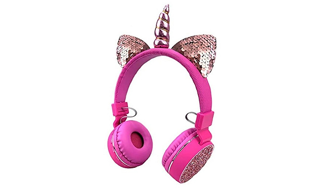 Kids' Glittery Unicorn Wireless or Wired Headphones - 4 Colours