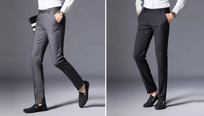 Men's Pin-Stripe Formal Trousers - 2 Colours, 8 Sizes
