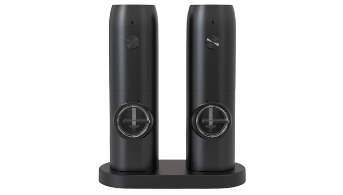 Rechargeable Electric Salt & Pepper Grinder Set with Base