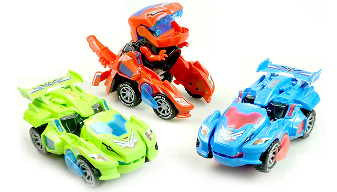 Smart Transforming Dinosaur Race Car Toy With Lights & Music - 3 Colours