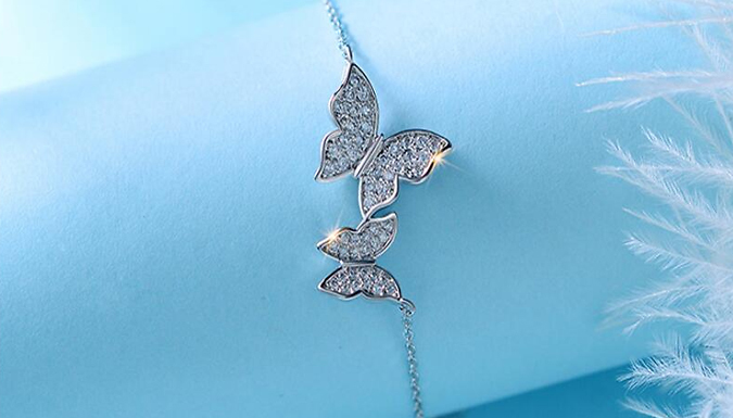 Simulated Crystal Butterfly Bracelet
