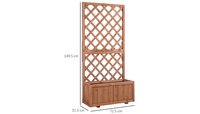 Wooden Standing Garden Planter with Trellis