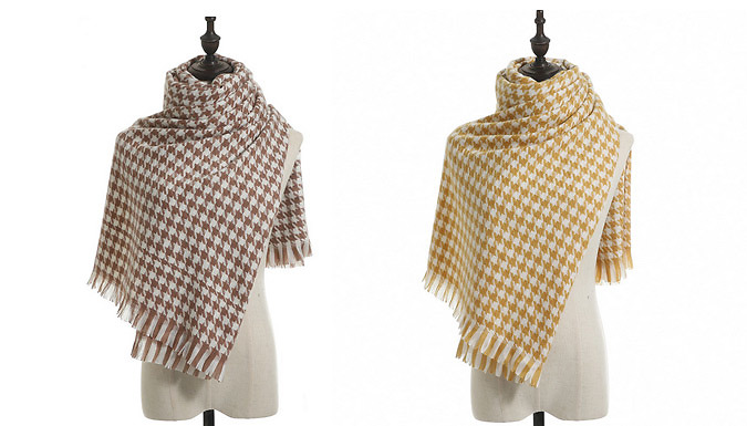 Dogtooth Style Imitation Cashmere Scarf - 7 Colours