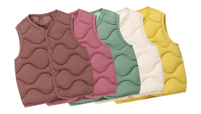 Children's Wavy Quilted Gilet - 5 Colours & 6 Sizes