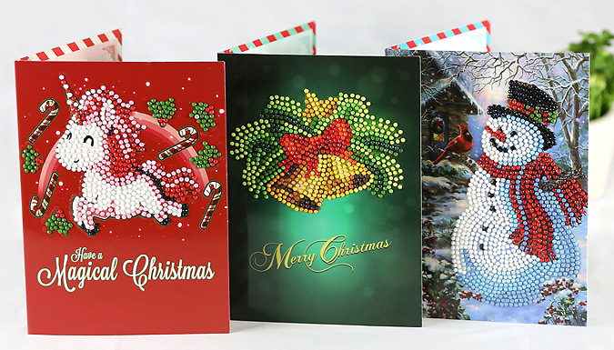 8-Pack of DIY Diamante Christmas Greeting Cards