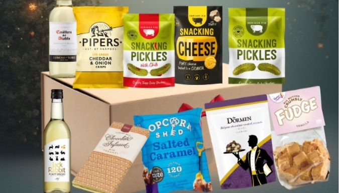 Sweet & Savoury Gift Box with White Wine - Alcohol, Sweet Treats, Snacks & More!