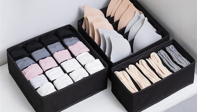 3-Piece Underwear Fabric Drawer Organiser Set - 5 Colours